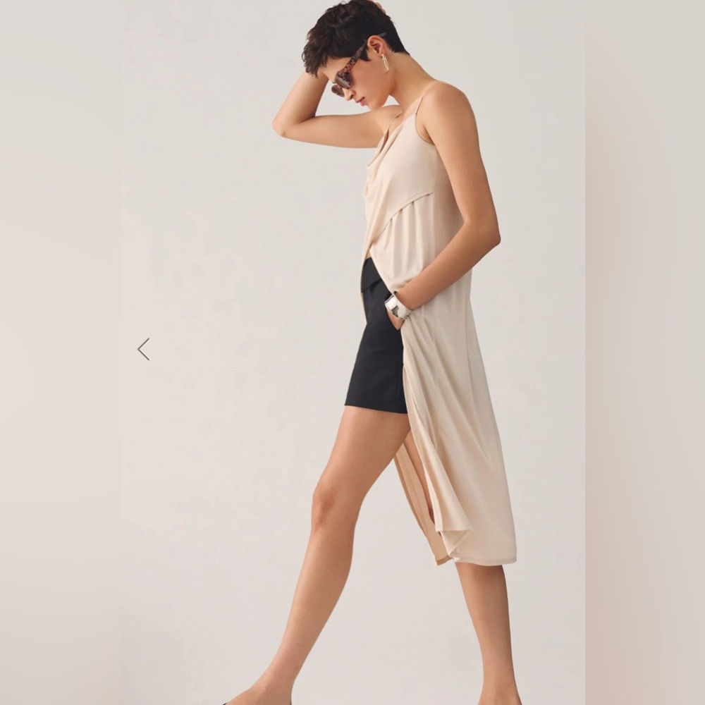 NWT By Anthropologie High Low Cowl Neck Cami in Neutral